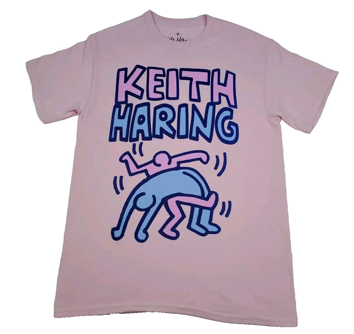Keith Haring Art Designer T-Shirt Unisex Adult Size Medium Pink 100% Cotton New
