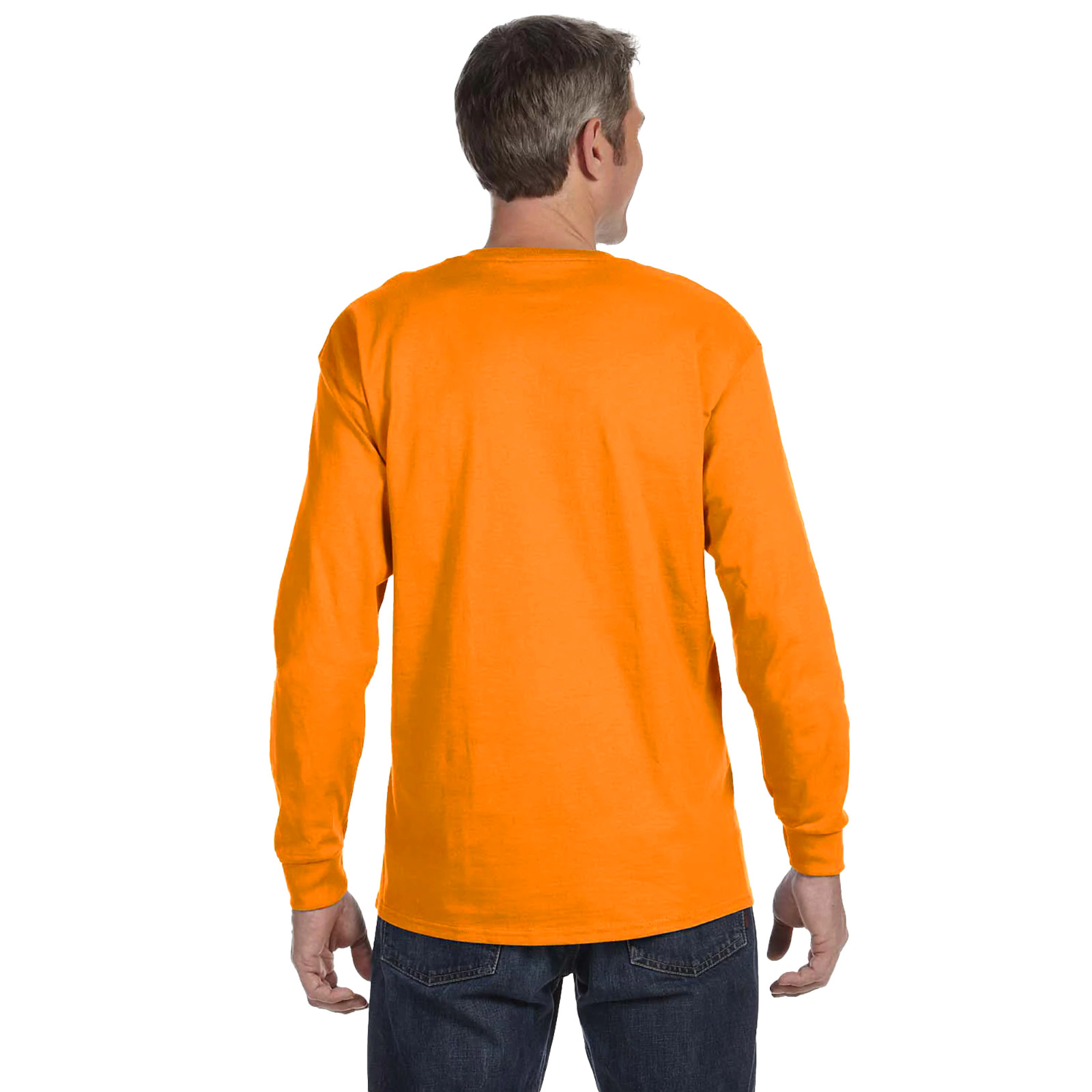 Gildan Safety Green & Orange Mens Tee Crewneck Long Sleeve T-Shirt S-3XL – 5400