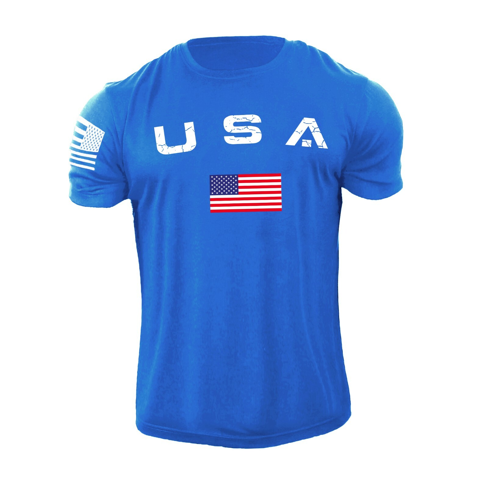New Men’s Casual USA Flag T Shirt American Patriotic 100% Cotton Plus Size L-6XL