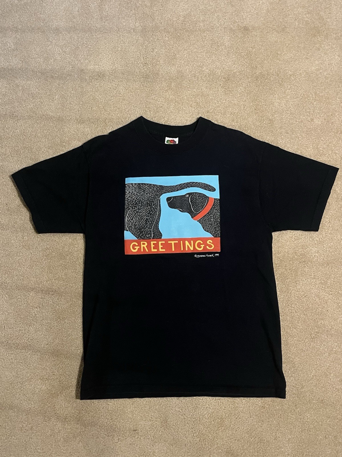 Vintage Stephen Huneck 1999 Dog Greetings Lab T-Shirt 100% Cotton Y2K Medium