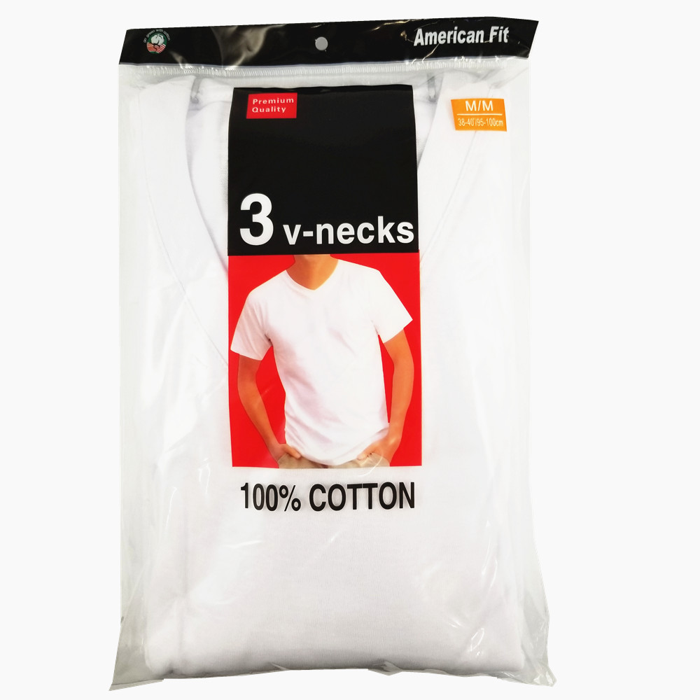 New 3-6 Pack Men’s 100% Cotton Tagless V-Neck T-Shirt Undershirt Tee White S-XL