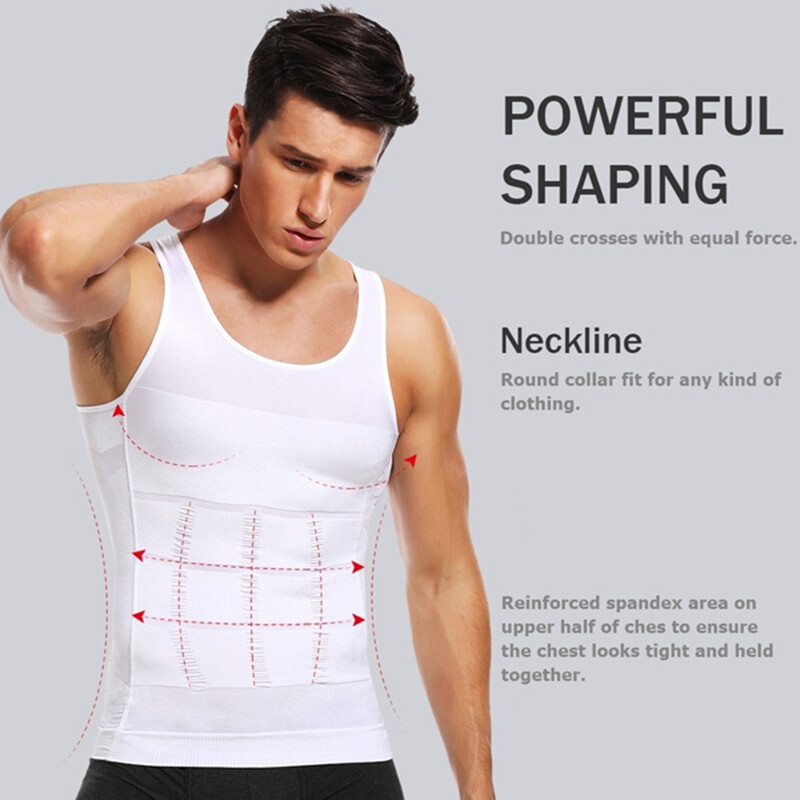 Men 3 Pack Body Shaper Slimming Tummy Vest Compression Shirts Tank Top Shapewear