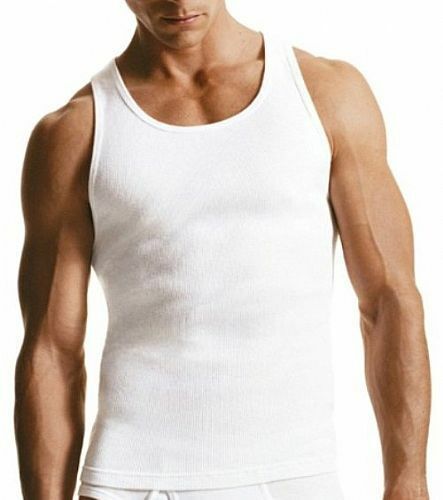 3-6 Packs Mens 100% Cotton Tank Top A-Shirt Wife-Beater Undershirt Ribbed White