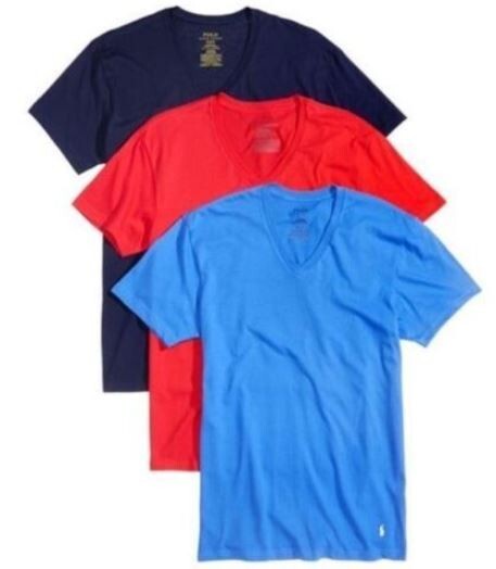 Polo Ralph Lauren 3-Pack Men Cotton Classic V-Neck T-Shirts Multi Size M (38-40)