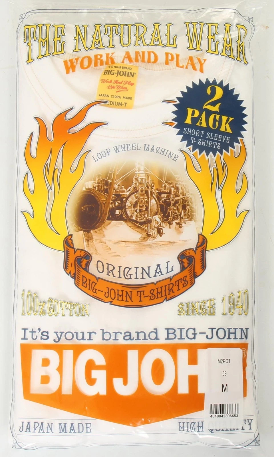 BIG JOHN 2 PACK T-SHIRT Short sleeves White only Made in Japan