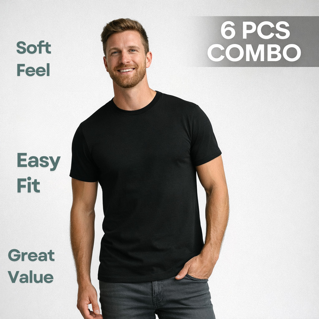 True Classic Men’s Crew Neck T-Shirts 6 Pack Combo Size M New No Tags