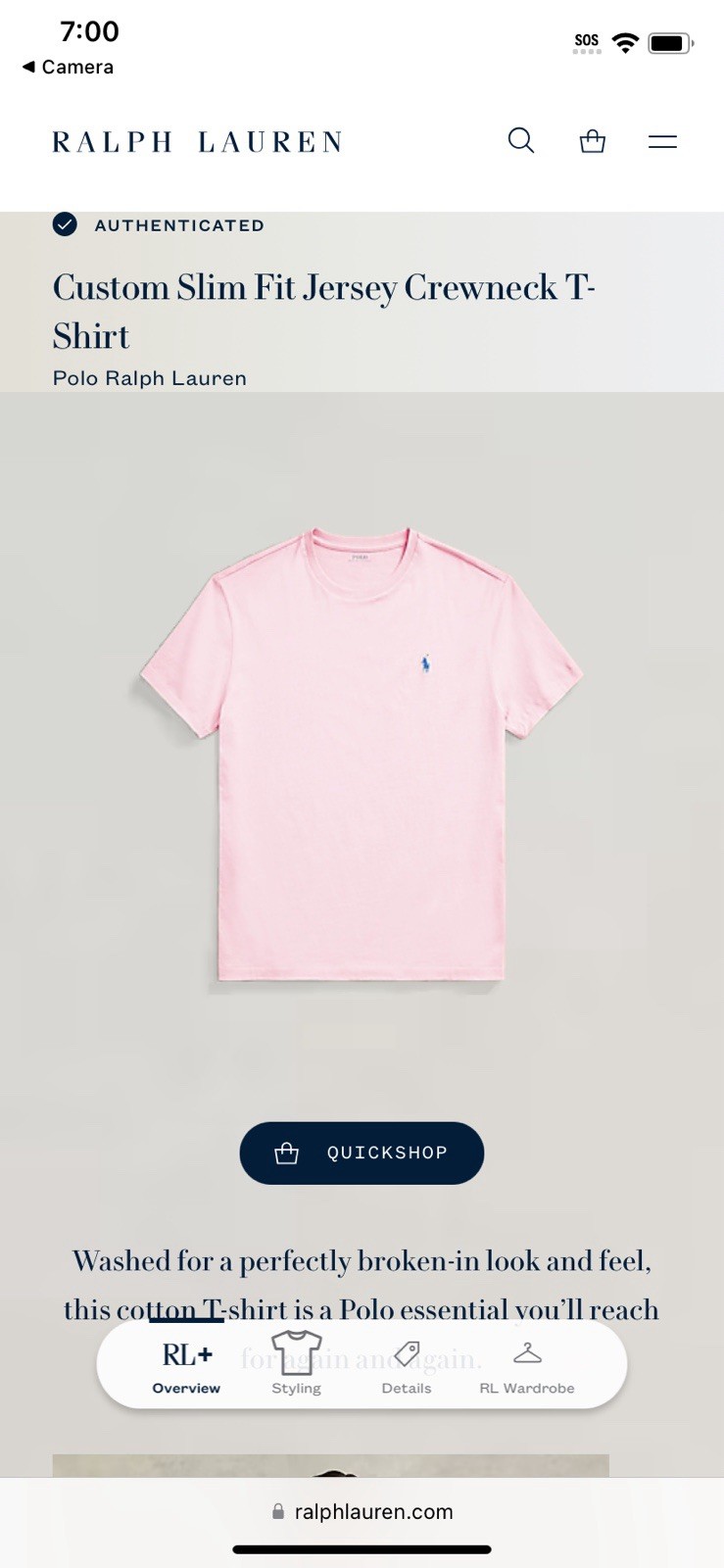Polo Ralph Lauren T Shirt Custom Slim Fit Short Sleeve Pink Men’s Size XXL