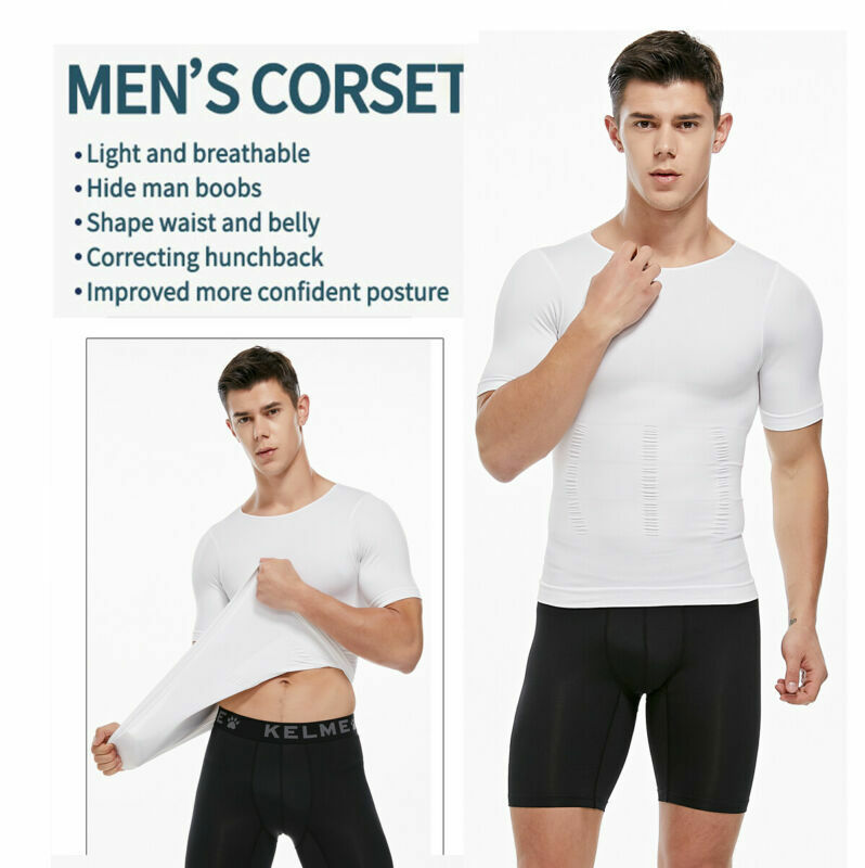 Men Classic Sleeveless Slimming Body Shaper Workout Shirt Belly Control Tank Tee