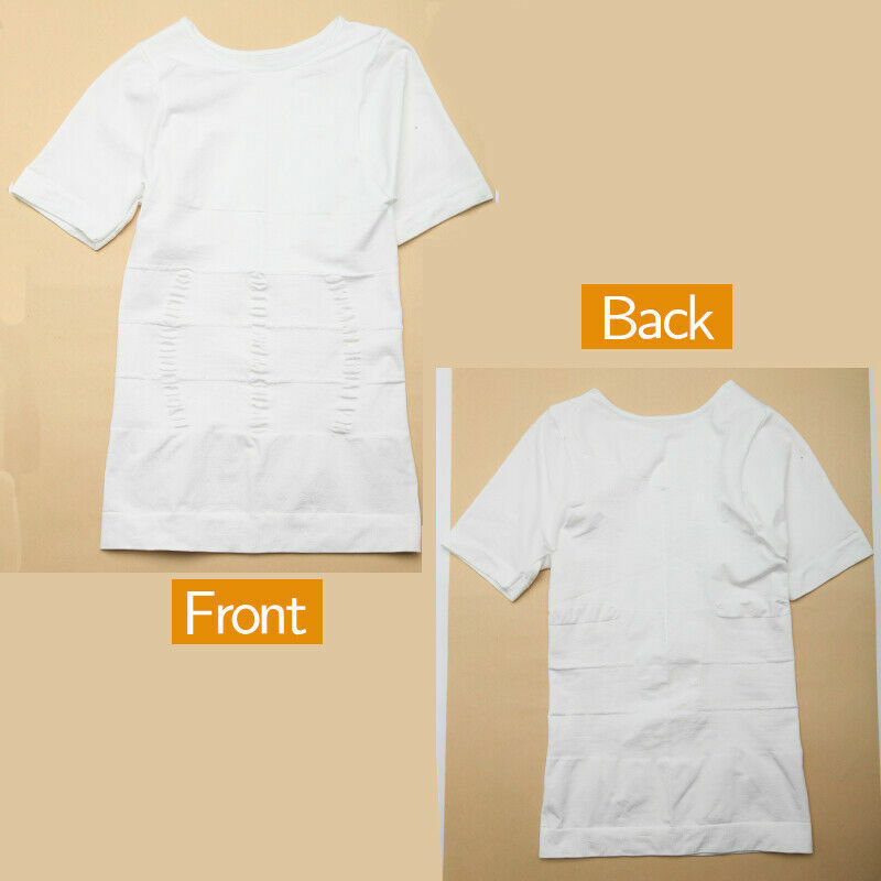 Men Toning T-Shirt Slimming Body Shaper Tee Belly Control Compression Undershirt