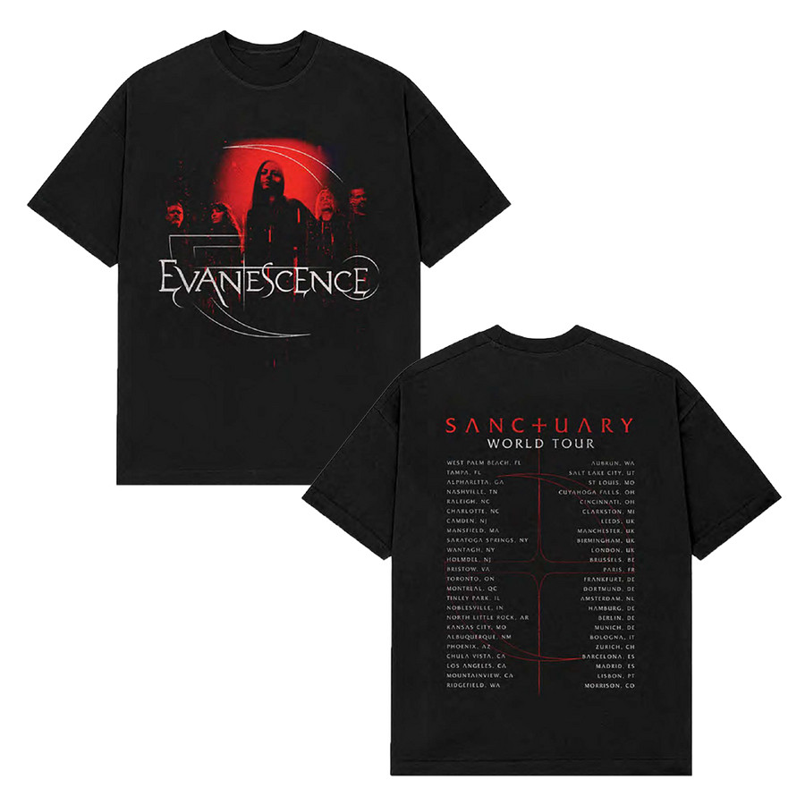 Evanescence 2026 World Tour Merch Group Itin Two Sided T- Shirt