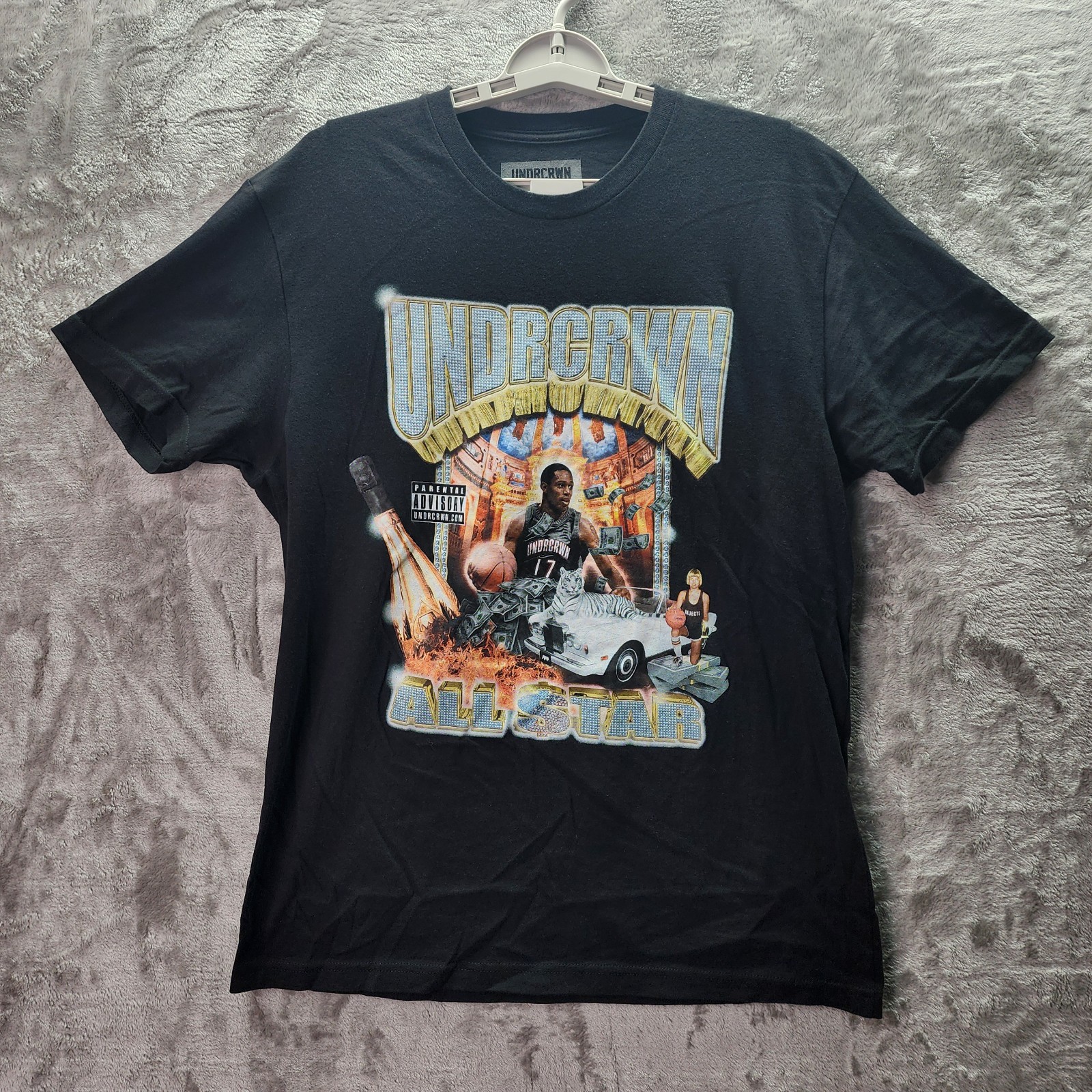 UNDRCRWN All Star Graphic T-Shirt Black Medium Hip Hop Parody Basketball USA