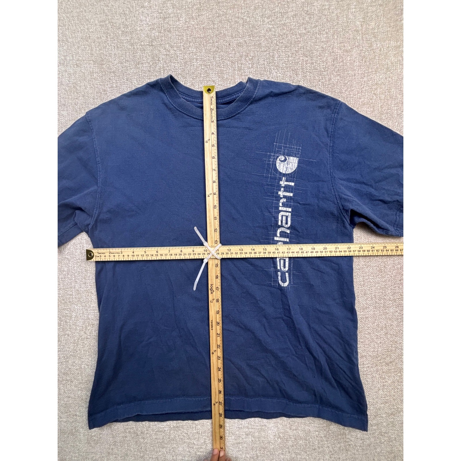 Carhartt Mens Navy Blue Graphic Logo T-Shirt Short Sleeve Size L