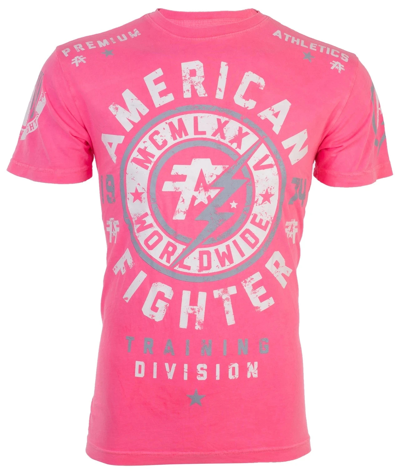 AMERICAN FIGHTER Men’s T-Shirt MADISON Athletic Biker GYM Pink MMA