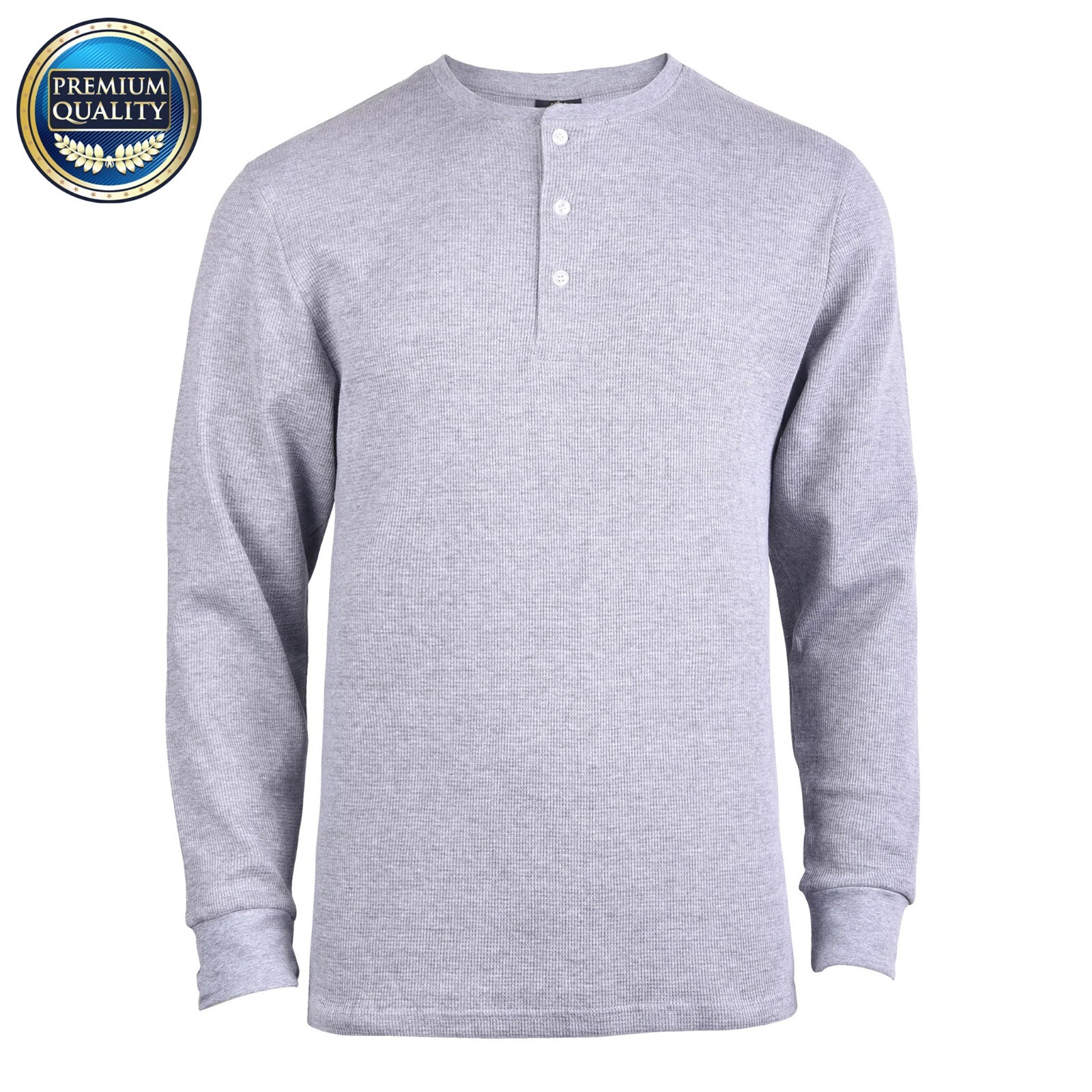 New Men Thermal Henley Shirt T-shirts Long Sleeve Cotton Pullover Three Buttons