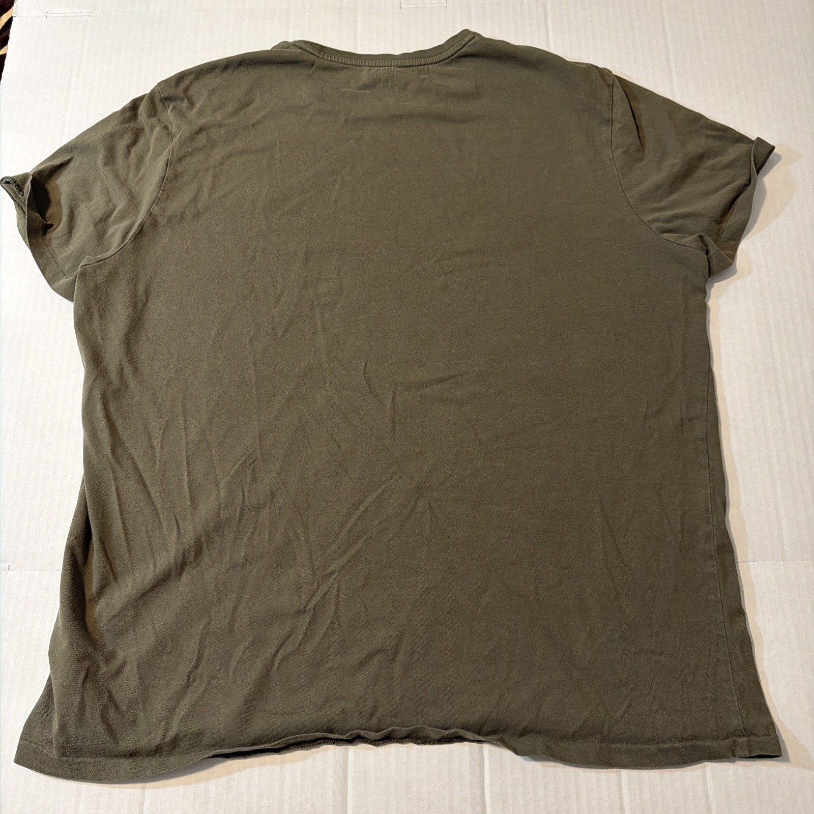 Polo Ralph Lauren Shirt Men XL Olive Green Orange Pony Crew Neck Short Sleeve