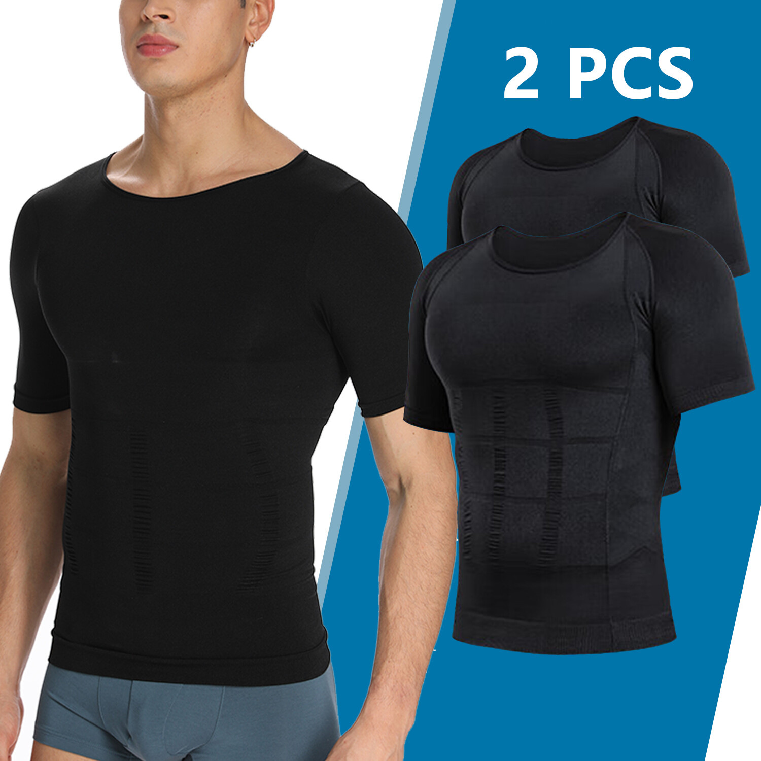 Men Slimming Body Shaper Plus Size Tank Tops Compression Vest Posture Corrector