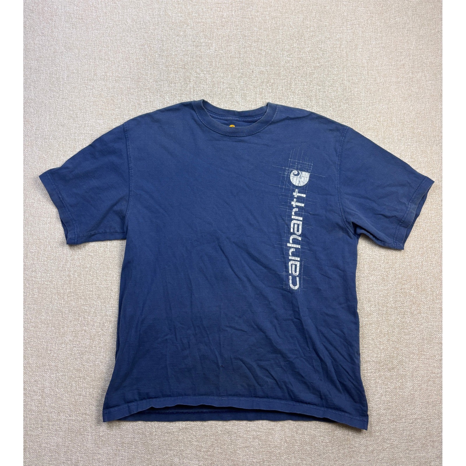 Carhartt Mens Navy Blue Graphic Logo T-Shirt Short Sleeve Size L