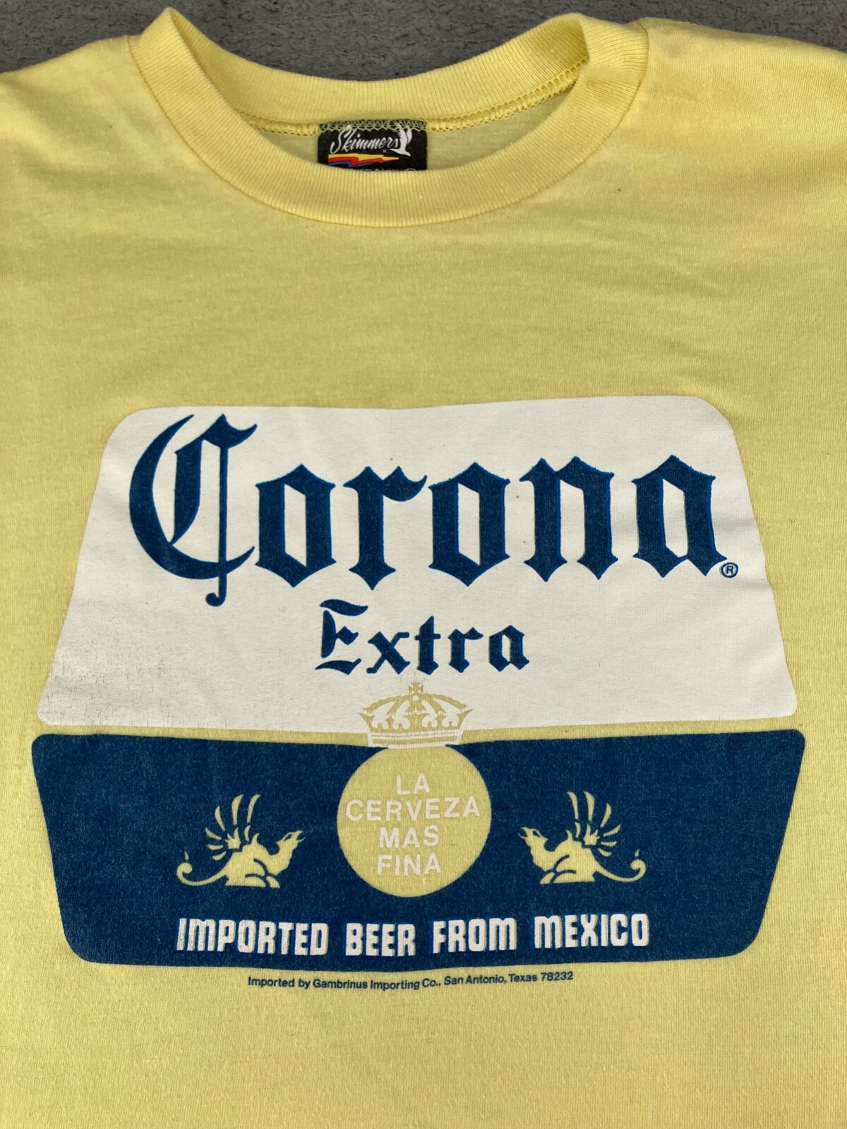 Vintage Corona Extra Shirt Mens Small Yellow Imported Beer Alcohol Skimmers