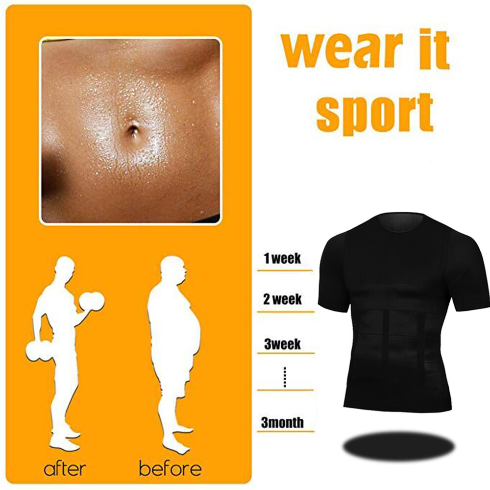 Men Body Slimming Tummy Shaper Underwear shapewear Waist Girdle T-Shirt Vest US