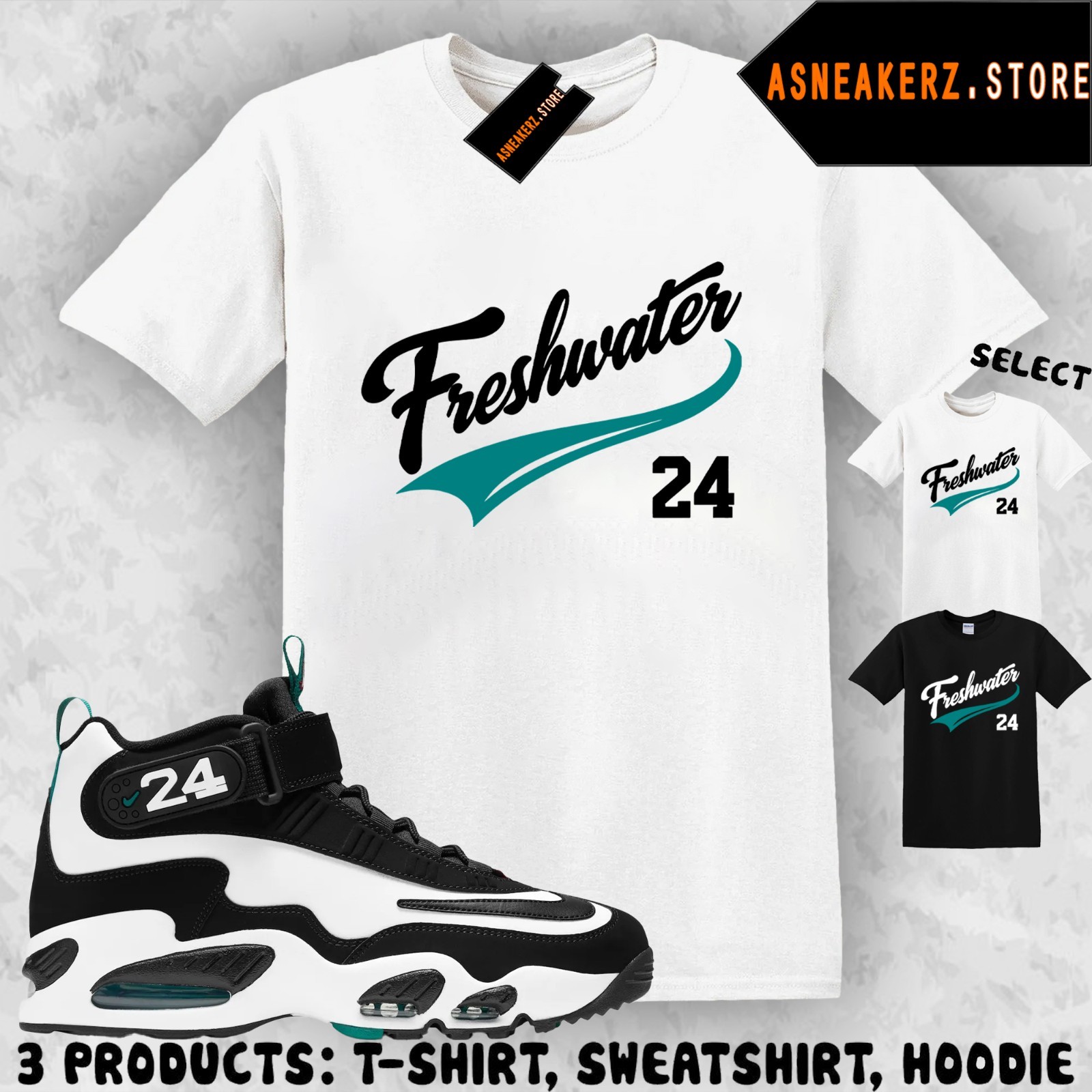 Tee Shirt Matching Air Griffey Max 1 Freshwater Match Sneaker Jersey 24s T-Shirt