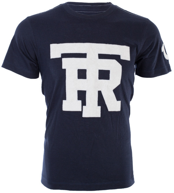 $79 TRUE RELIGION Navy UNIVERSITY OF TR Short Sleeve Applique Graphic T-shirt