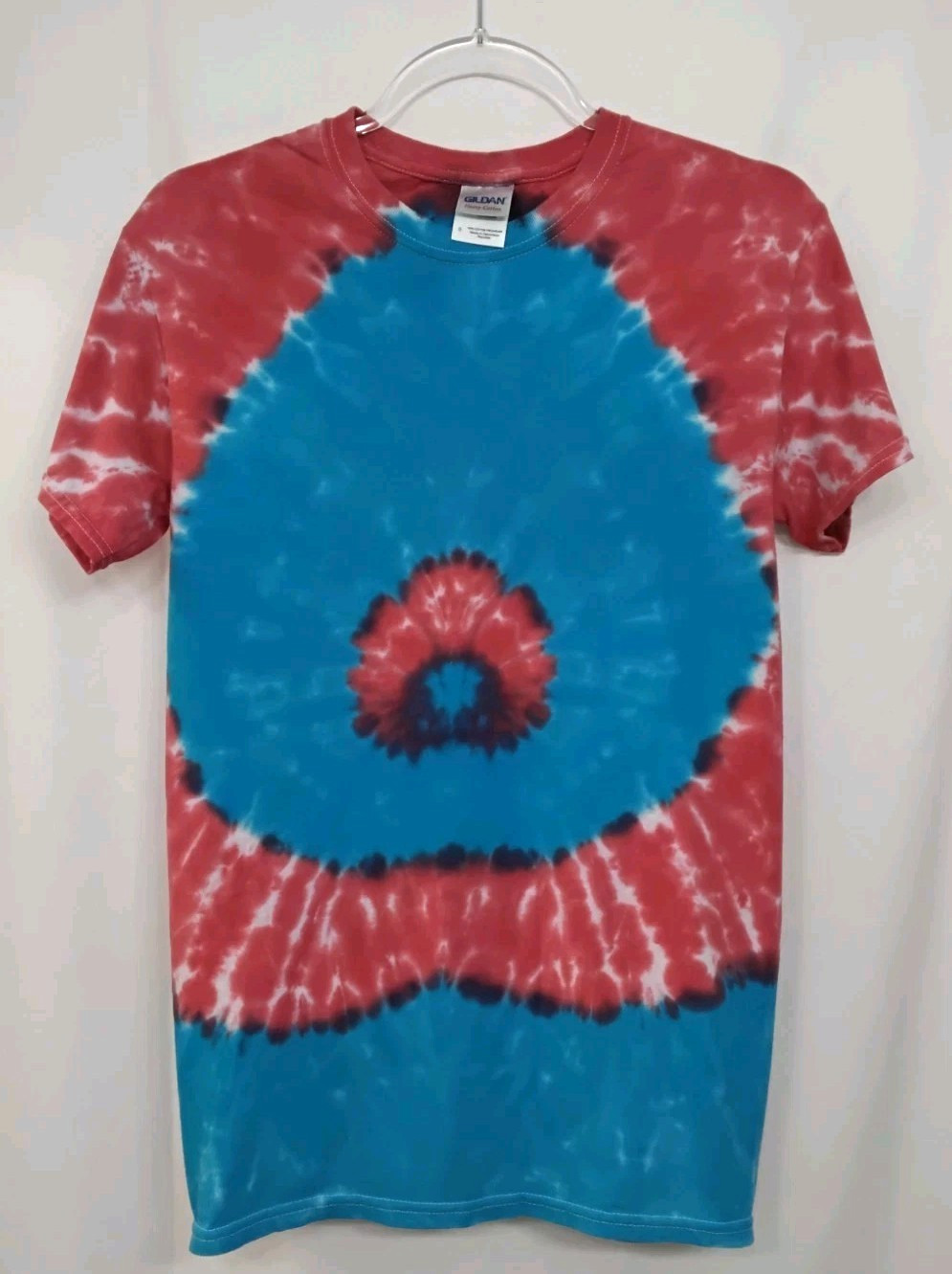 New Tie Dye Mens Small T-Shirt Blue Red Multicolor Circle Swirl Spiral