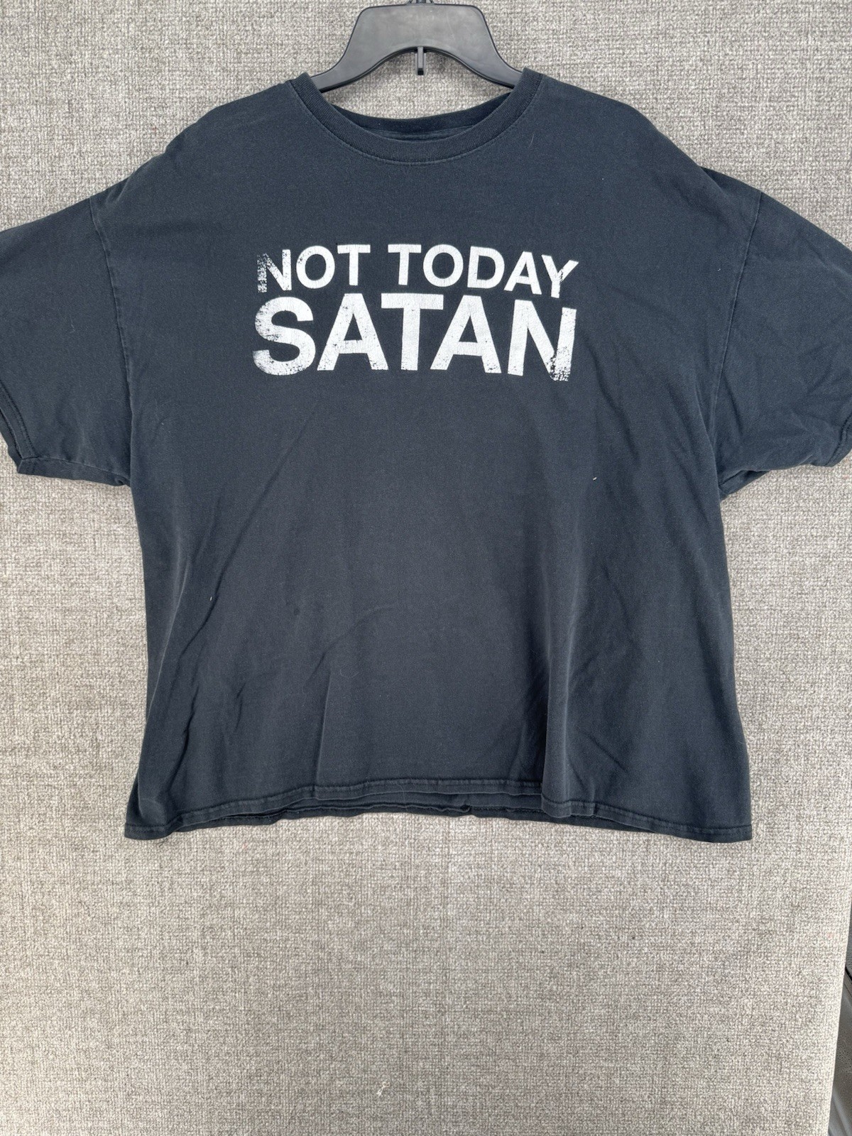 Spencer’s Unisex Not Today Satan Graphic T Shirt Black White Sz Unknown , Issues