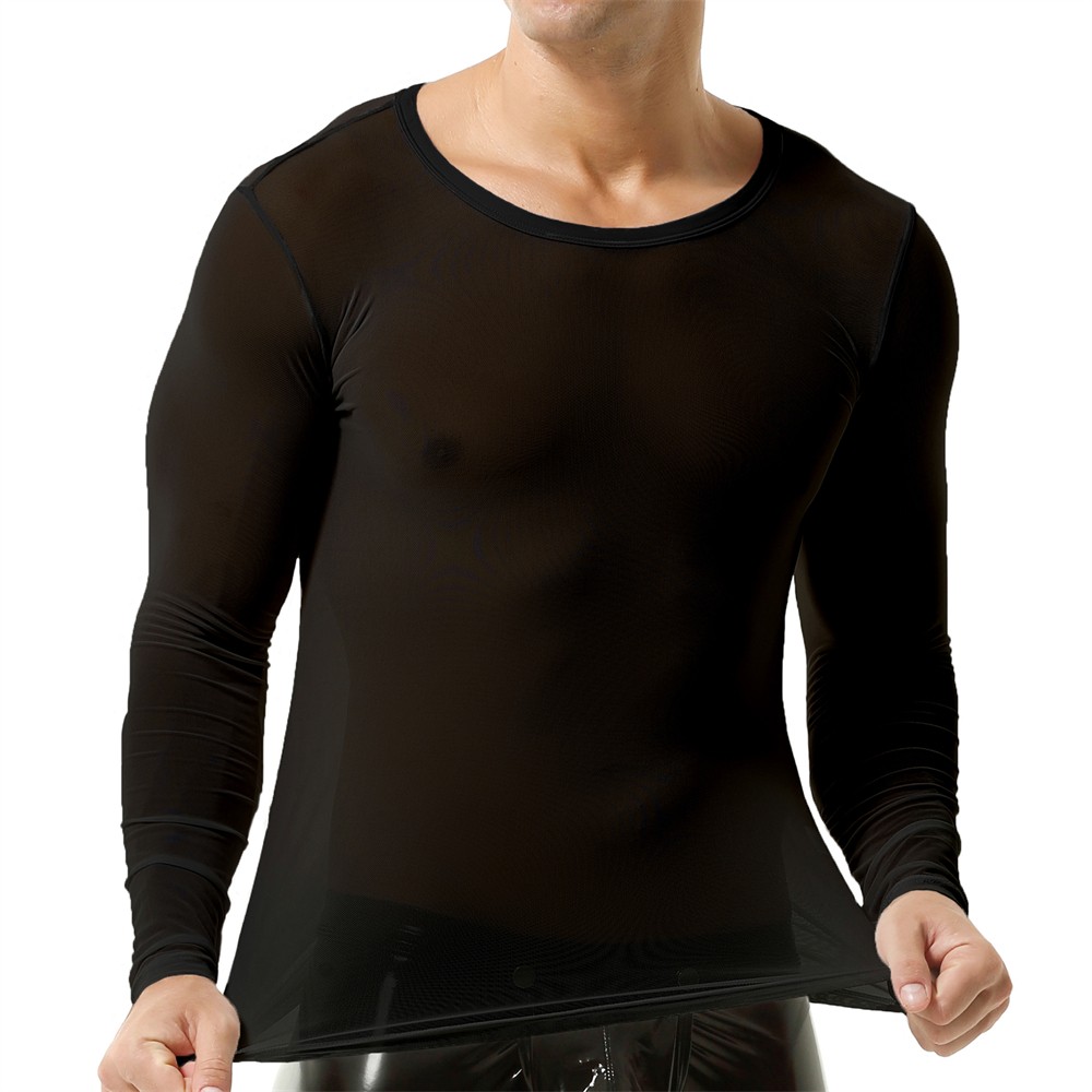 Mens Mesh Sheer See Through Undershirts Sports Casual Sexy T-Shirts Tank Tops