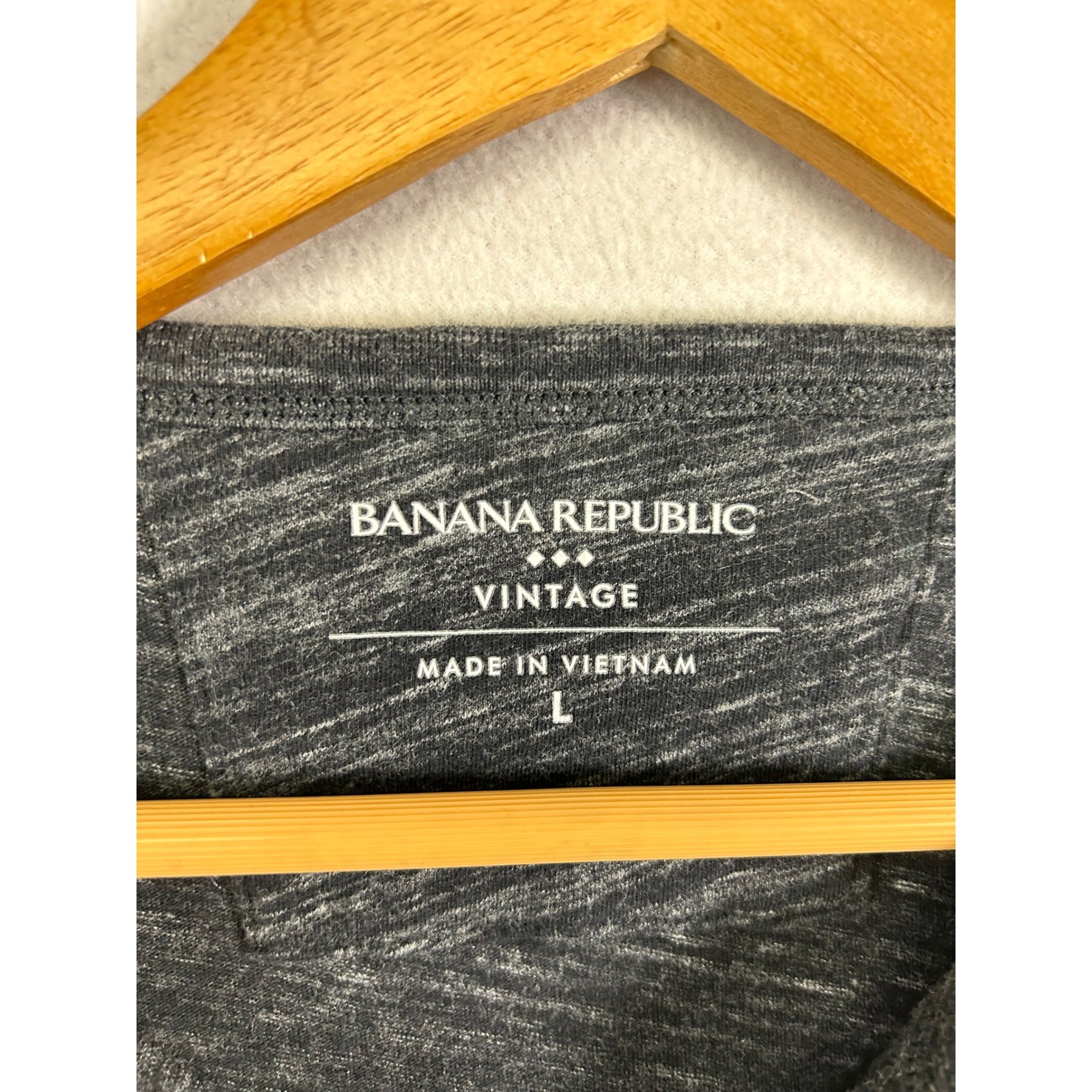 Banana Republic Henley Men Large Charcoal Gray Long Sleeve Cotton Vintage Shirt