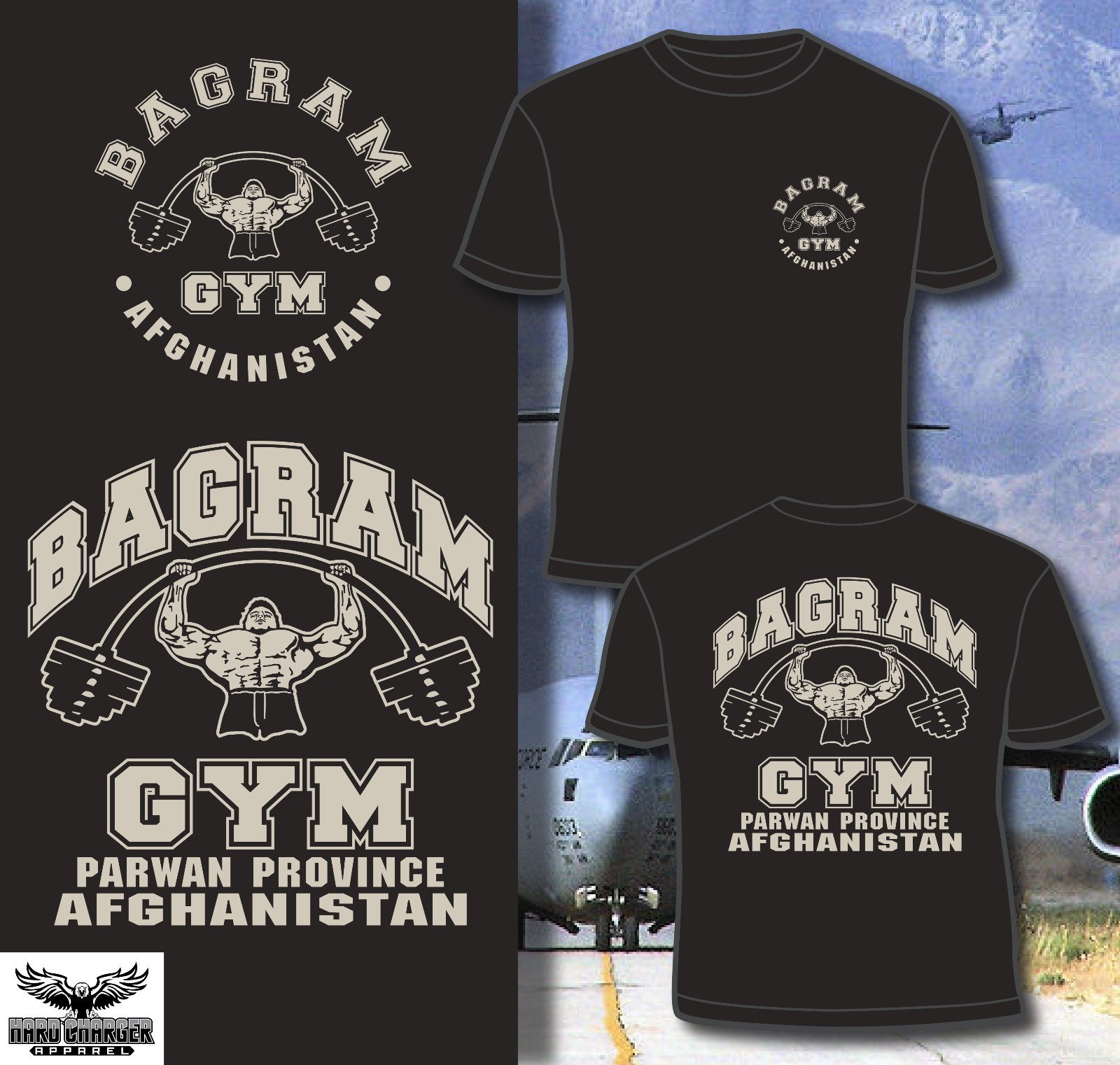 Bagram Gym Parwan Province Army, Navy, MC, Air Force Afghanistan T-shirt