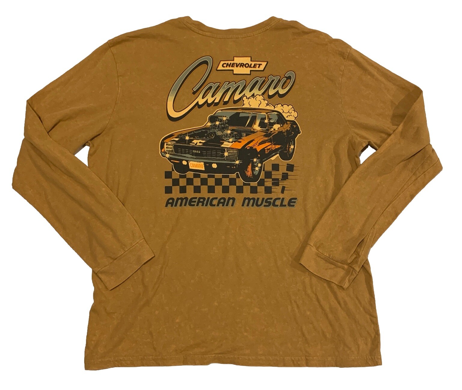 Chevrolet Camaro Long Sleeve T Shirt Size XL GM Licensed Burnt Orange Marbled