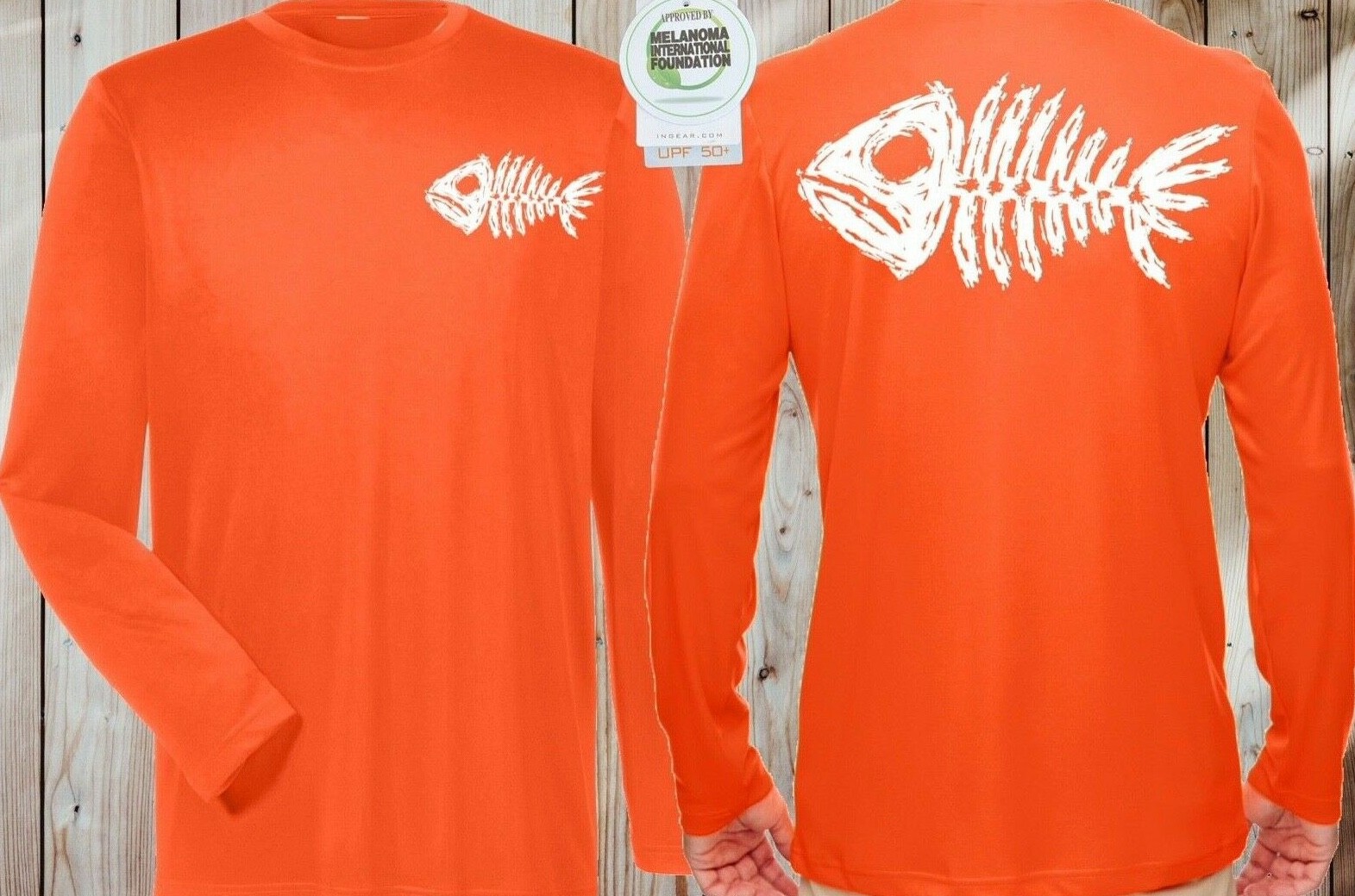 Microfiber Long Sleeve Fishing Shirt UPF 50 Col Neon Orange 1