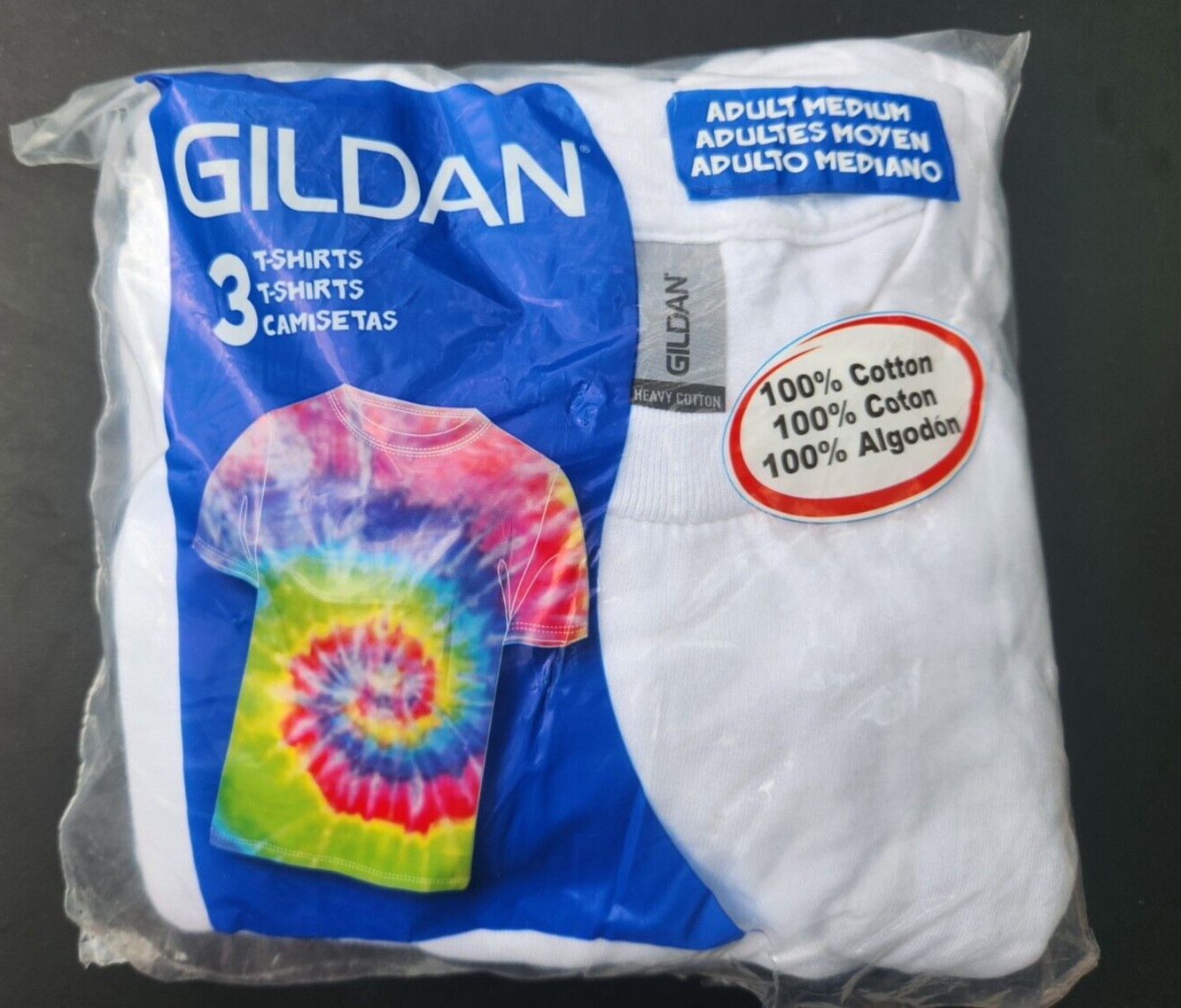 Gildan 100% Heavy Cotton White Adult Medium T-Shirt 3 Pack for Crafting, Size M