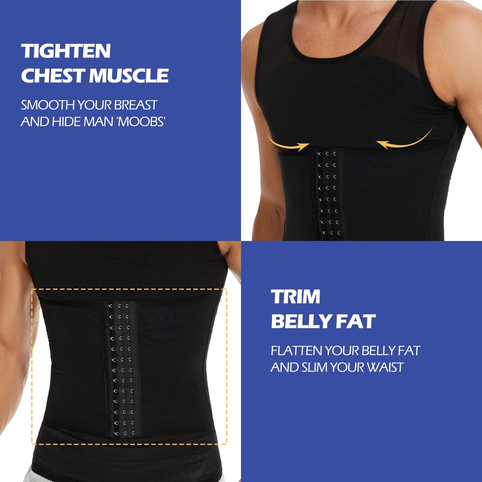 Men Compression Shirts Body shaper Tummy Control Underwear Slimming Girdle US