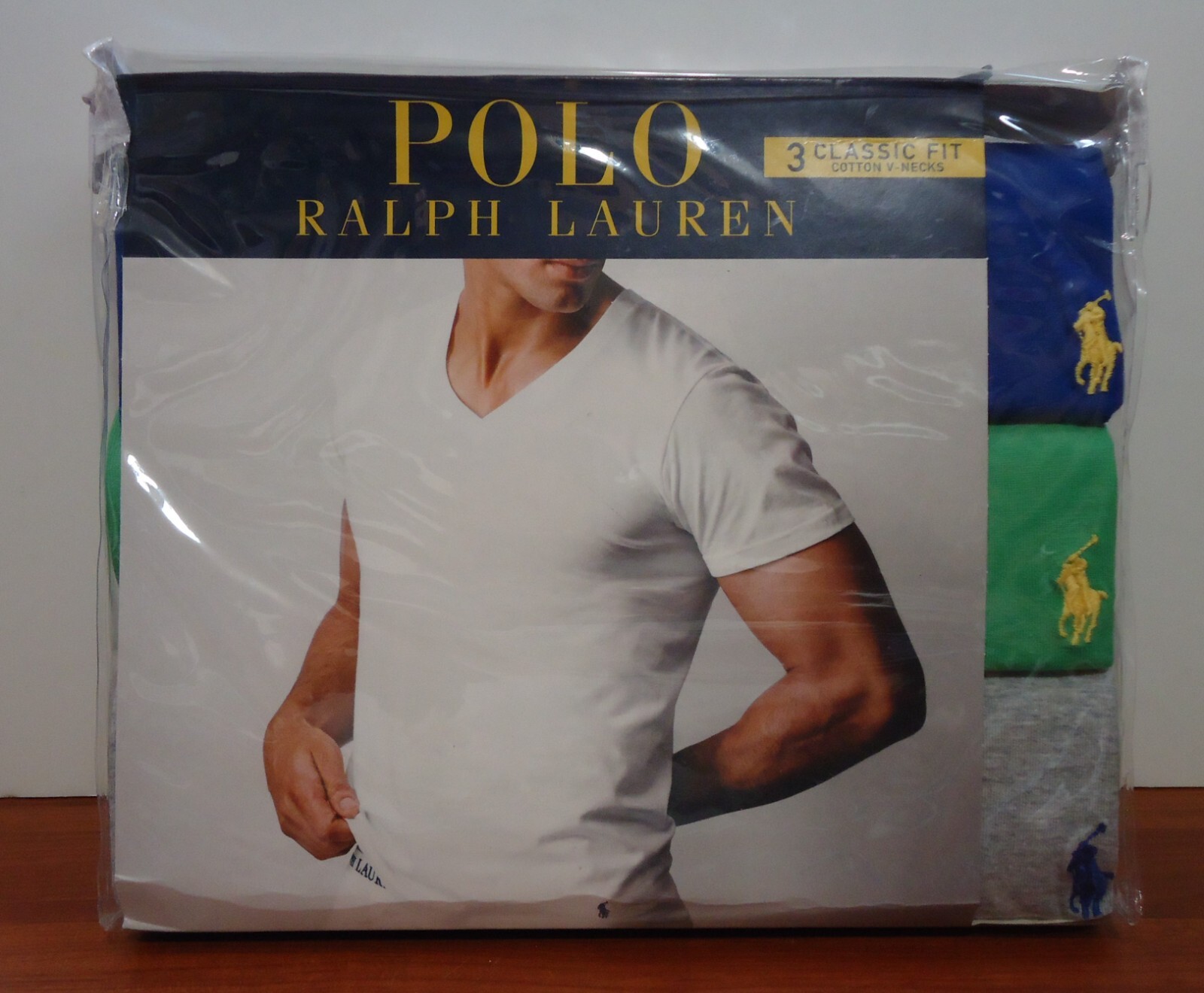 Polo Ralph Lauren 3-Pack Men Cotton Classic V-Neck T-Shirts Multi Size S (34-36)