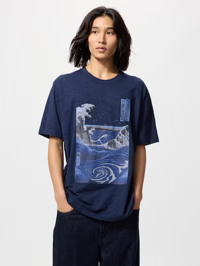 UNIQLO UT Graphic T-shirt Ukiyo-e Blue S-4XL Unisex 485073 from Japan NWT