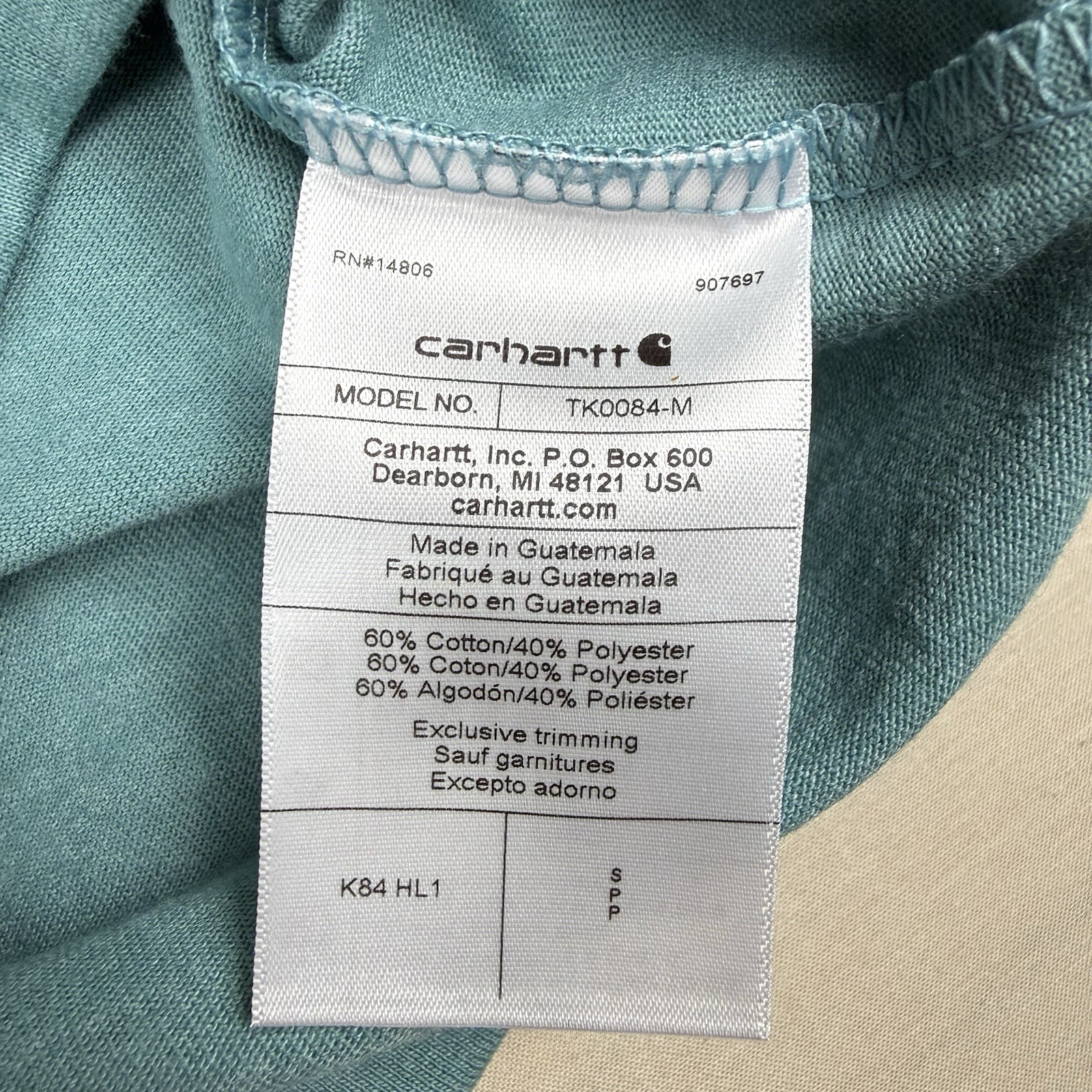 Carhartt Men’s S Loose Fit Pocket Henley T-Shirt Summer Blue Heather NWT TK0084