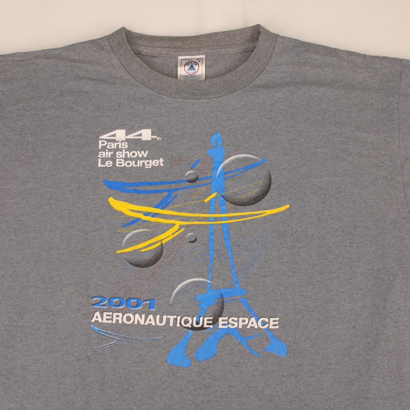2001 PARIS AIR SHOW Vtg y2k Delta Pro Eiffel Tower Graphic T-SHIRT Men’s L