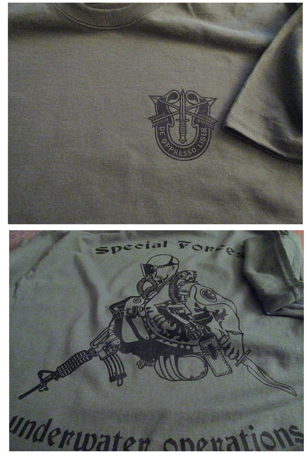 Combat Diver Special Forces Underwater Operations T-SHIRT Large USA 6oz