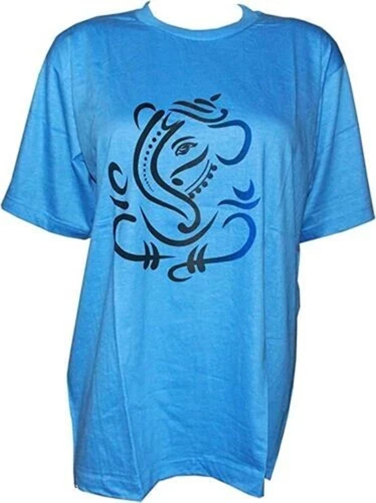 Ganesha Yoga T-Shirt Dark Blue Unisex Summer Graphic Tee L 26″