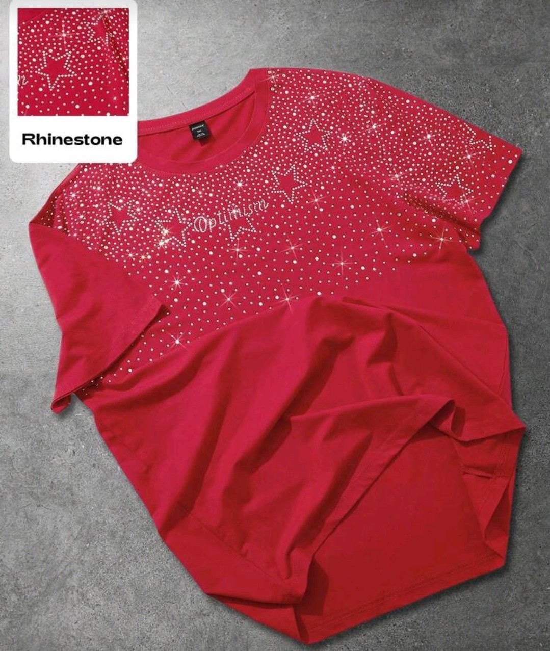 New Men Luxury Diamond Stars Rhinestones Fashion Red T-Shirt High Quality