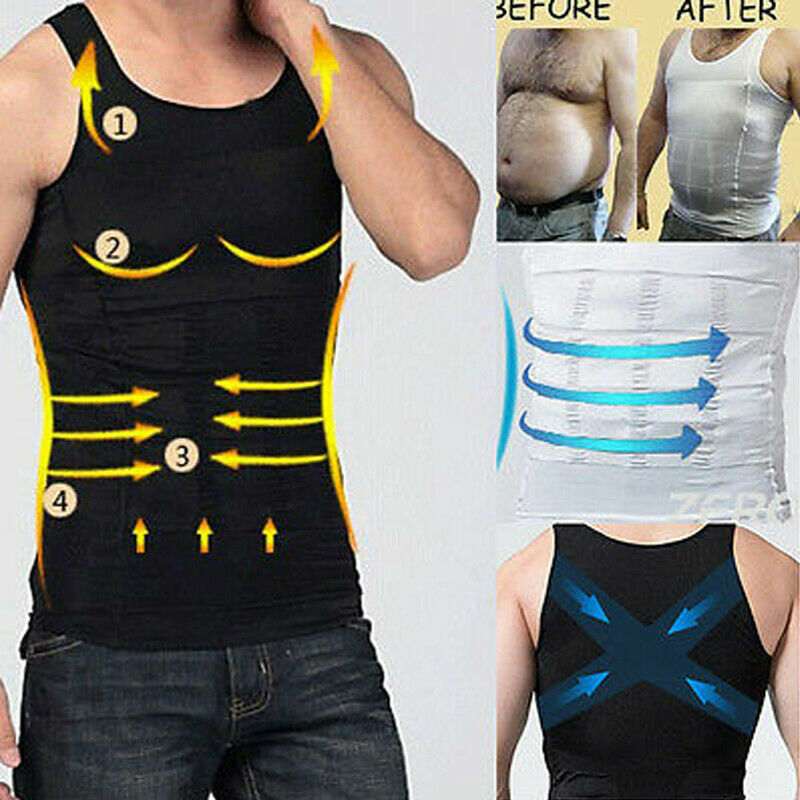 New Men’s Slimming Body Shaper Compression T-Shirt Round Neck Short Sleeve Top