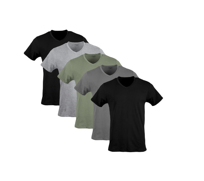 Gildan Adult Men’s Short Sleeve V-Neck Assorted Color T-Shirt, 5-Pack, Sizes S-2