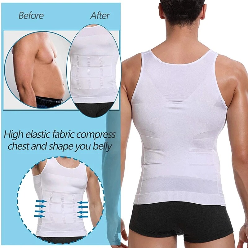 US Men Slimming Body Shaper Shirt Full Waist trainer Shapewear Corsets Gym Vest
