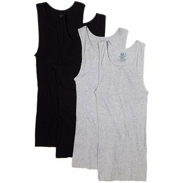 Fruit Loom Men’s A-Shirt Multipack (3X-Large ( 54-56″) Inch, Black/Gray)