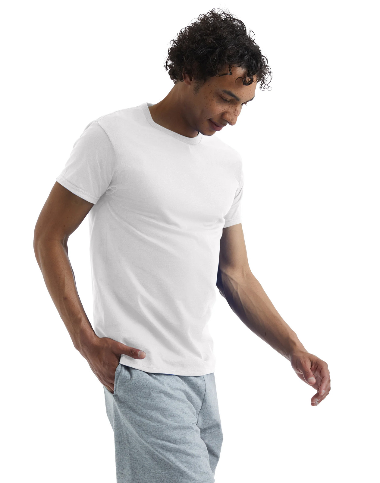Hanes Mens T-Shirt Comfort Soft 100% Cotton Short Sleeve TAGLESS Tee Plain Blank