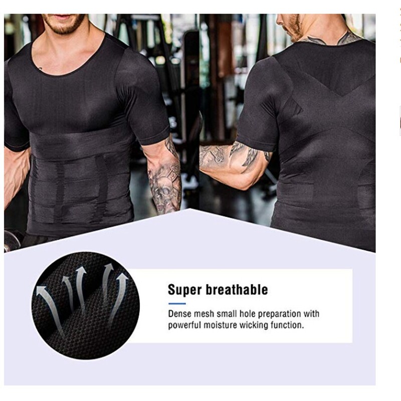 Men Slimming Tummy Control Tank Top Body Shaper Belly Chest Compression Shirt