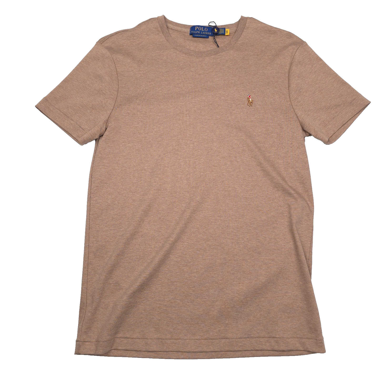 Polo Ralph Lauren Soft Cotton T-Shirt Men Medium Custom Slim Beige Cloud Heather