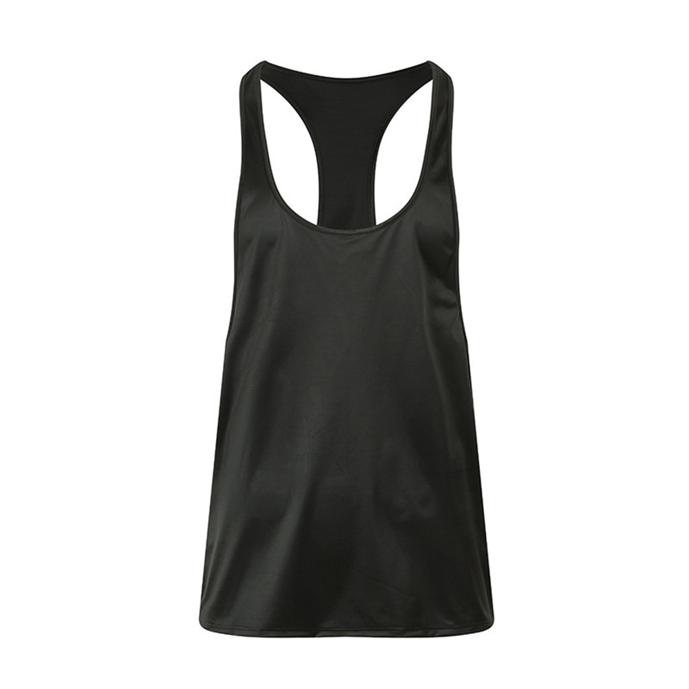 Men Tank Top Oil Shiny Glossy Satin Regular Length Solid Color Four Seasons