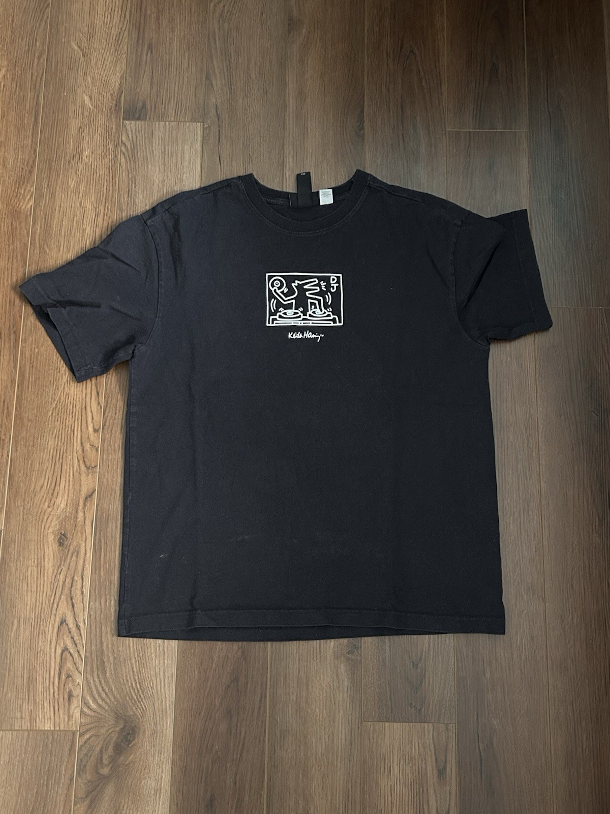 Oversized Black Keith Haring Graphic Tee Size Small 100% Cotton